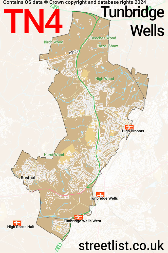 Map of the TN4 postcode