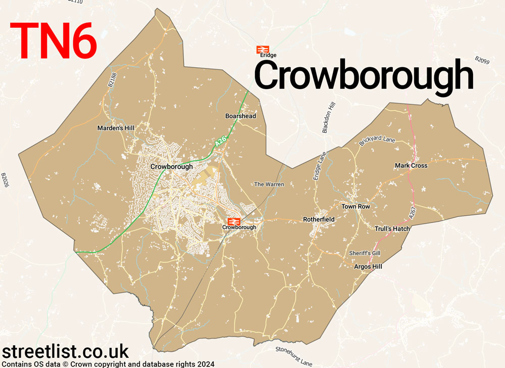 Map of the TN6 postcode