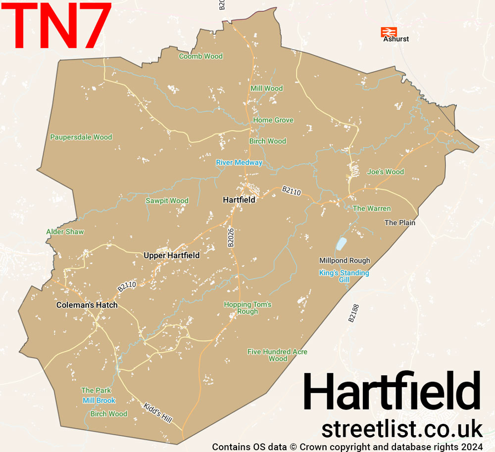 Map of the TN7 postcode