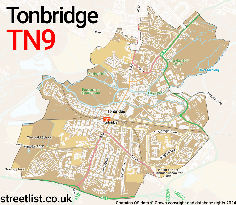 Map of the TN9 postcode