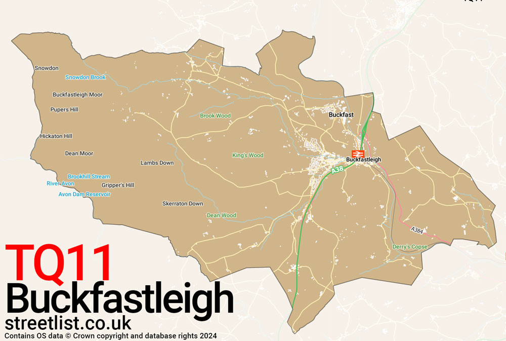 Map of the TQ11 postcode