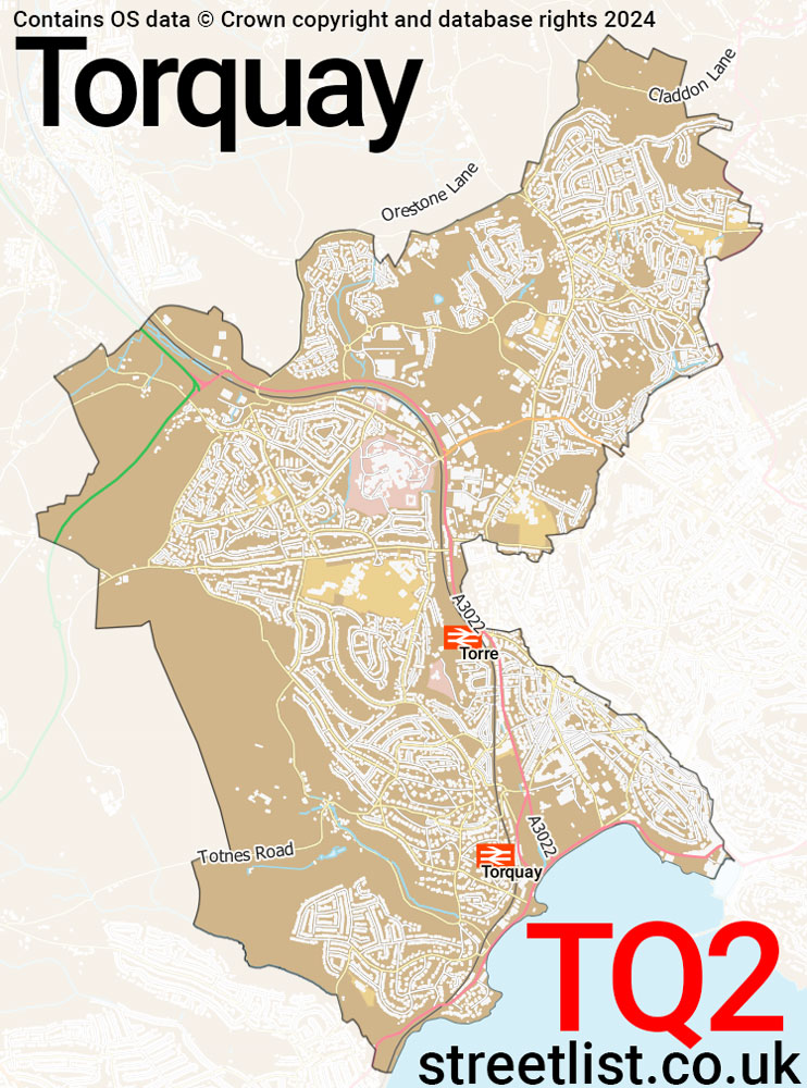 Map of the TQ2 postcode