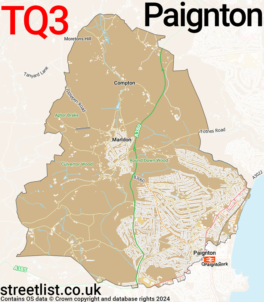 Map of the TQ3 postcode