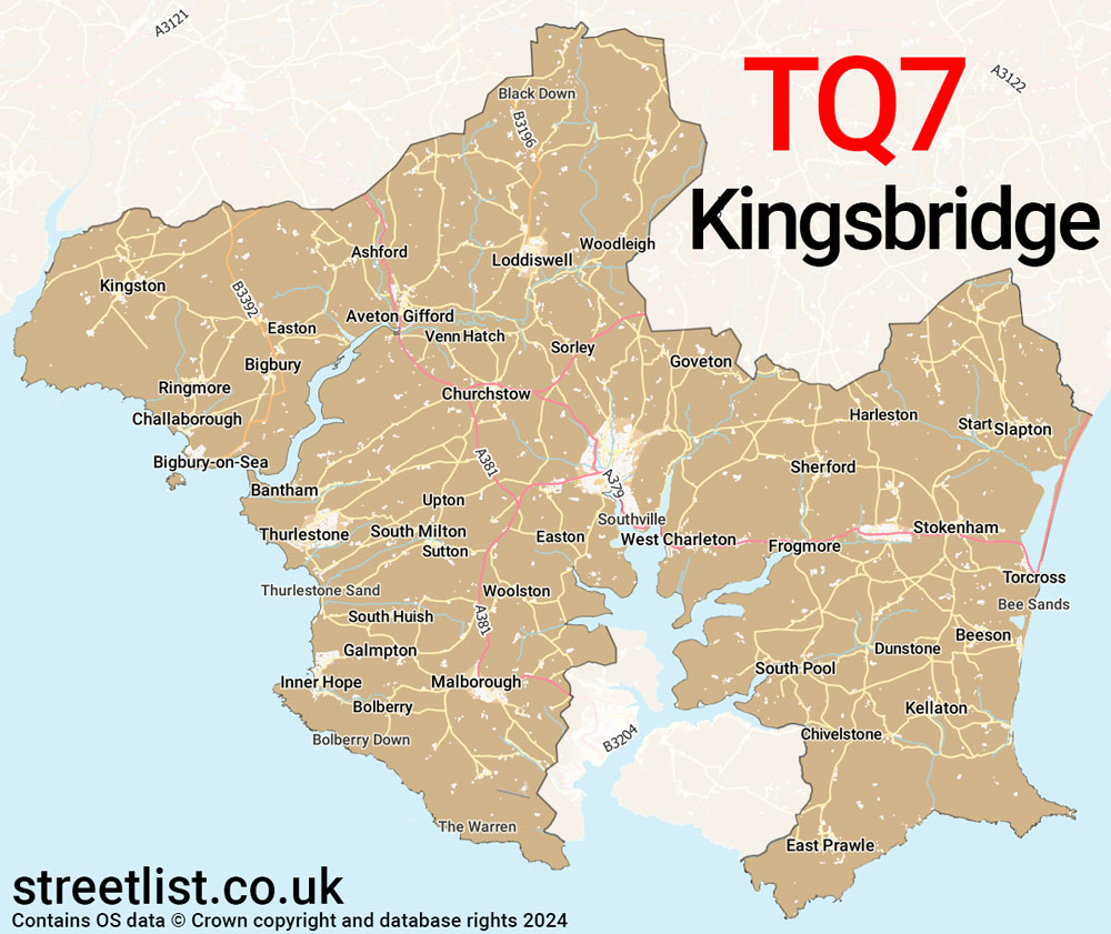 Map of the TQ7 postcode