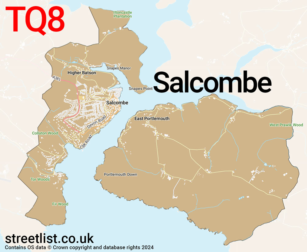 Map of the TQ8 postcode