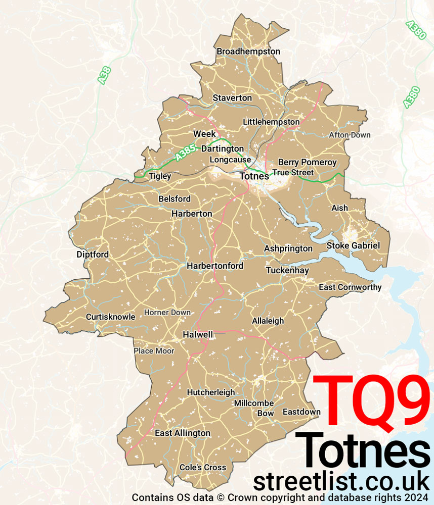 Map of the TQ9 postcode