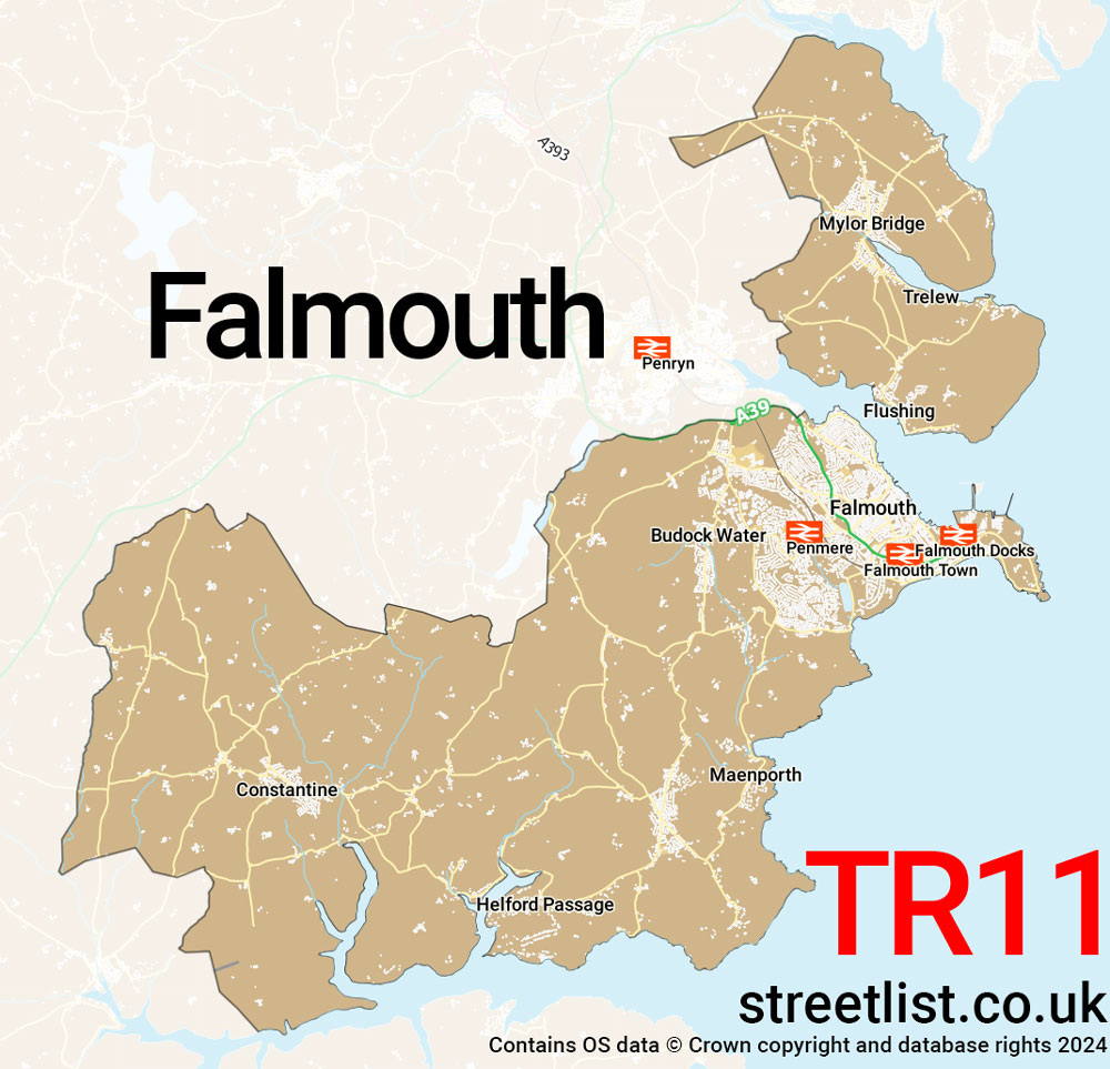 Map of the TR11 postcode