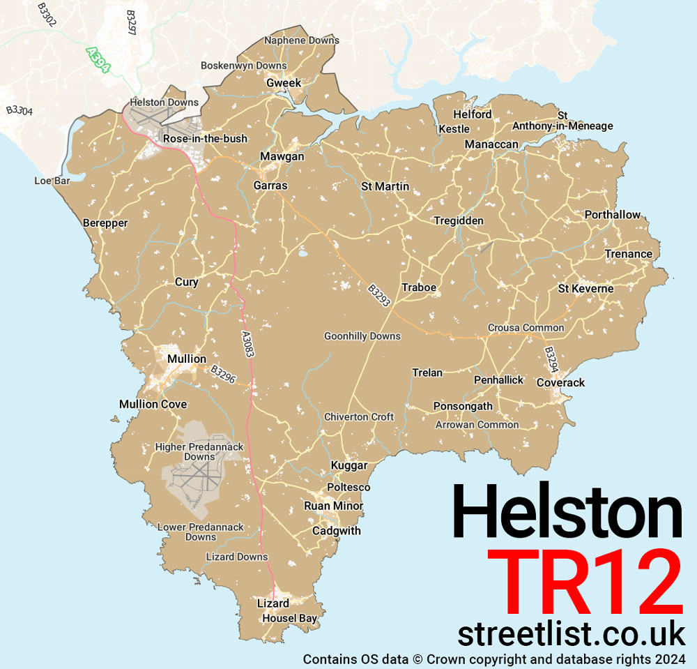 Map of the TR12 postcode