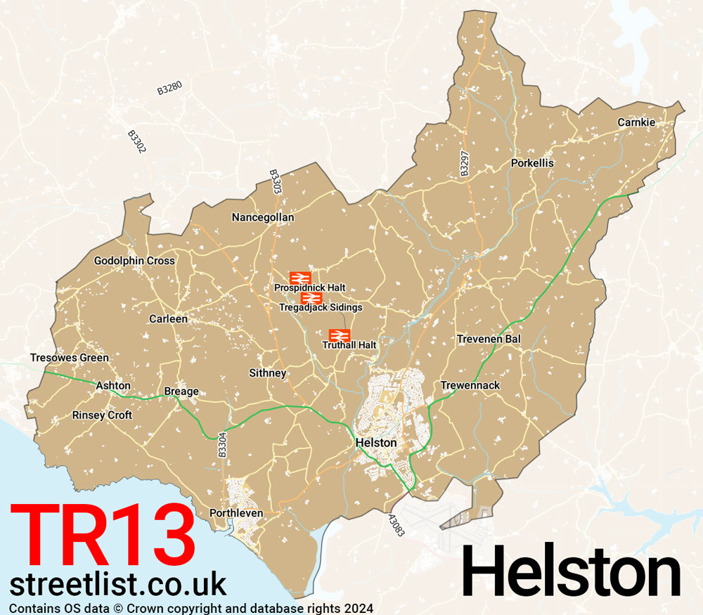 Map of the TR13 postcode