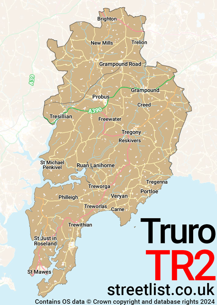 Map of the TR2 postcode