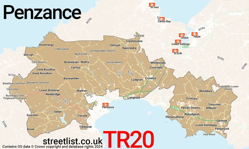 Map of the TR20 postcode