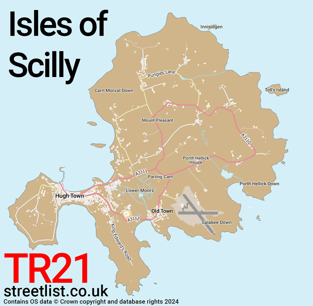 Map of the TR21 postcode