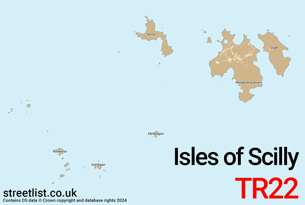 Map of the TR22 postcode