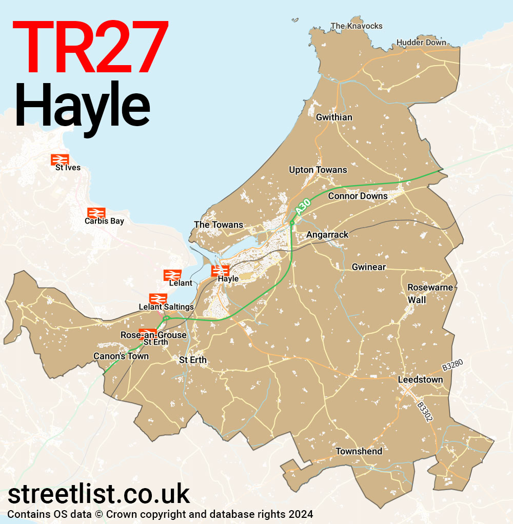 Map of the TR27 postcode