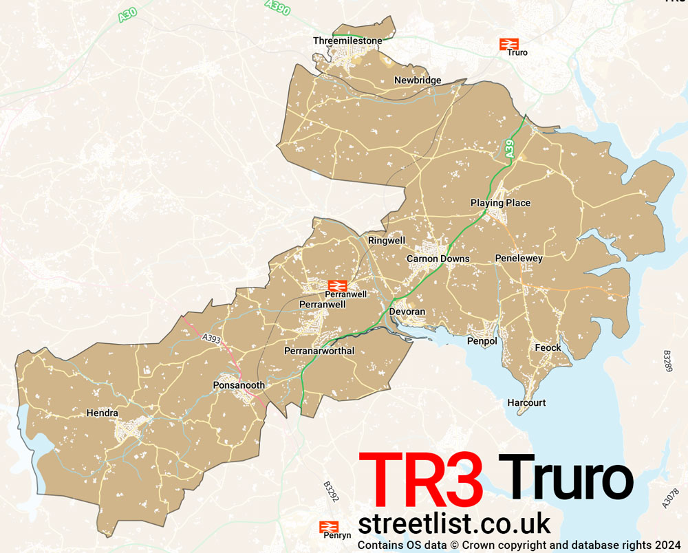 Map of the TR3 postcode