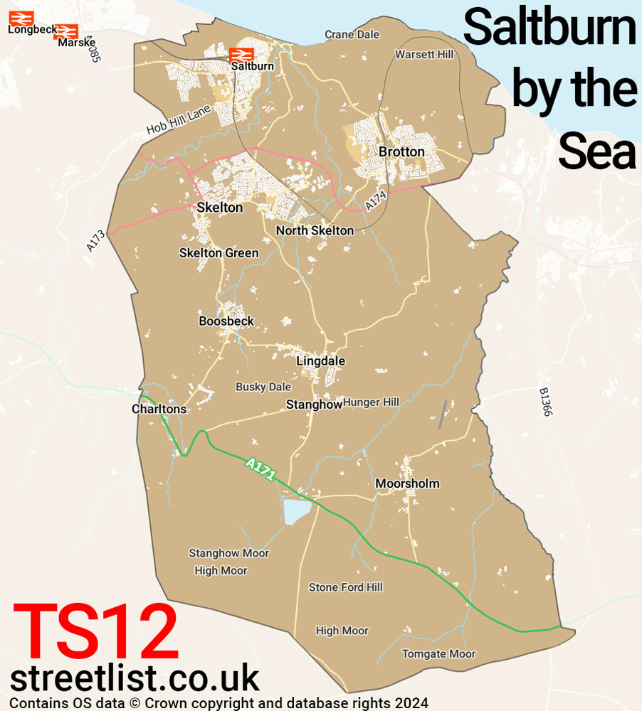 Map of the TS12 postcode