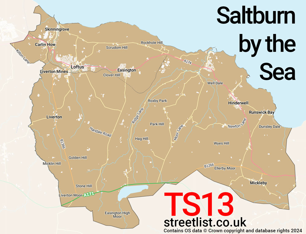 Map of the TS13 postcode