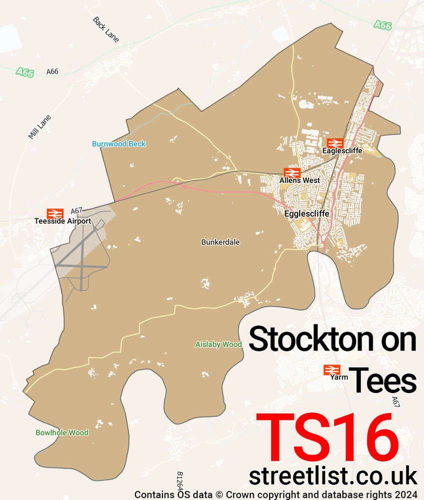 Map of the TS16 postcode