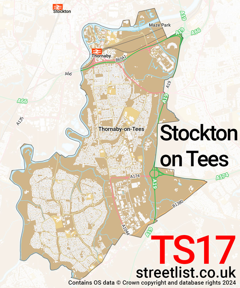 Map of the TS17 postcode