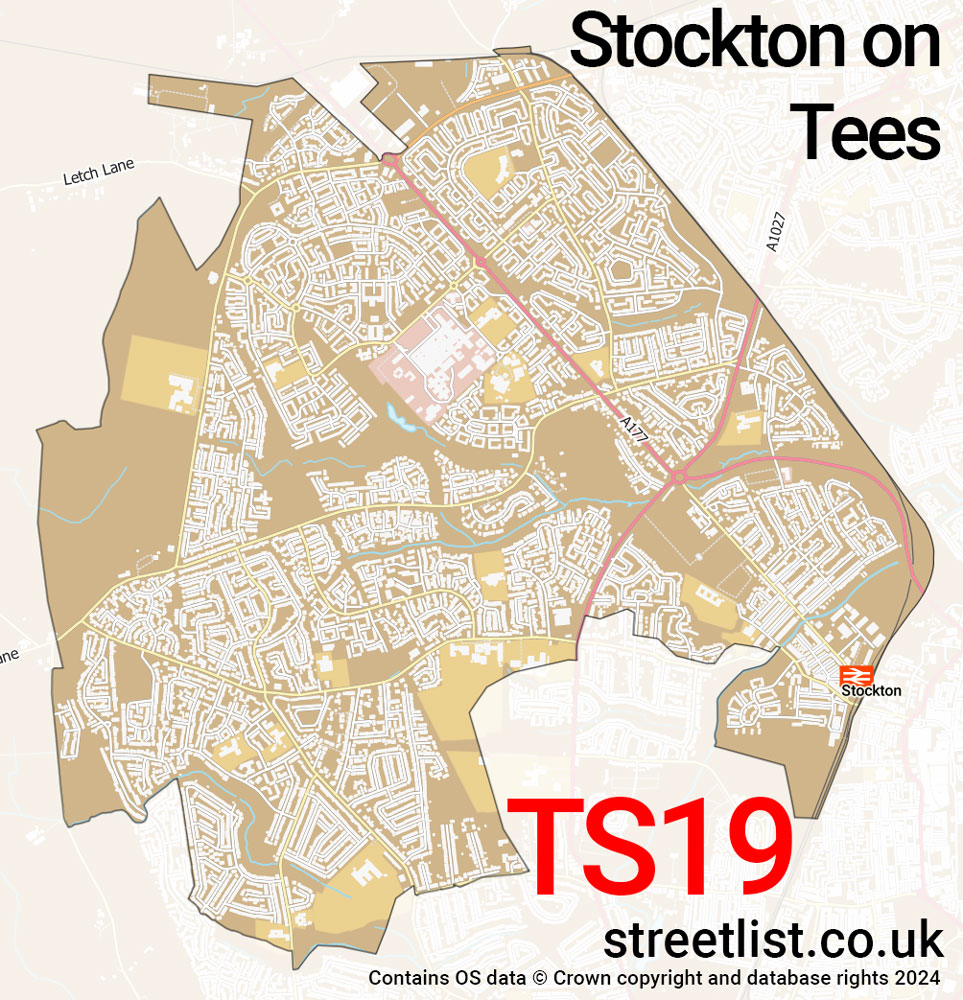 Map of the TS19 postcode