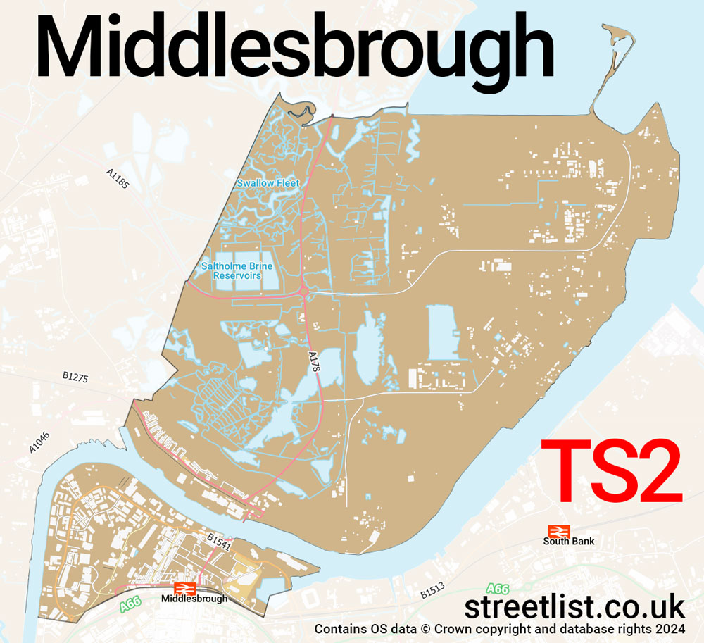 Map of the TS2 postcode