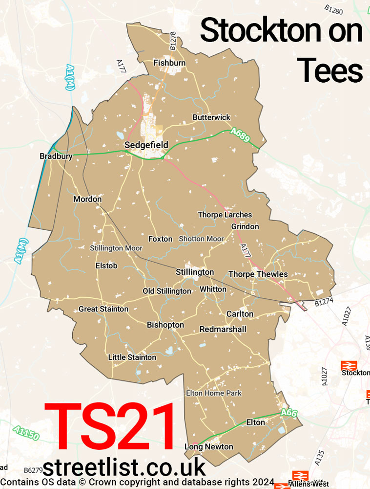 Map of the TS21 postcode