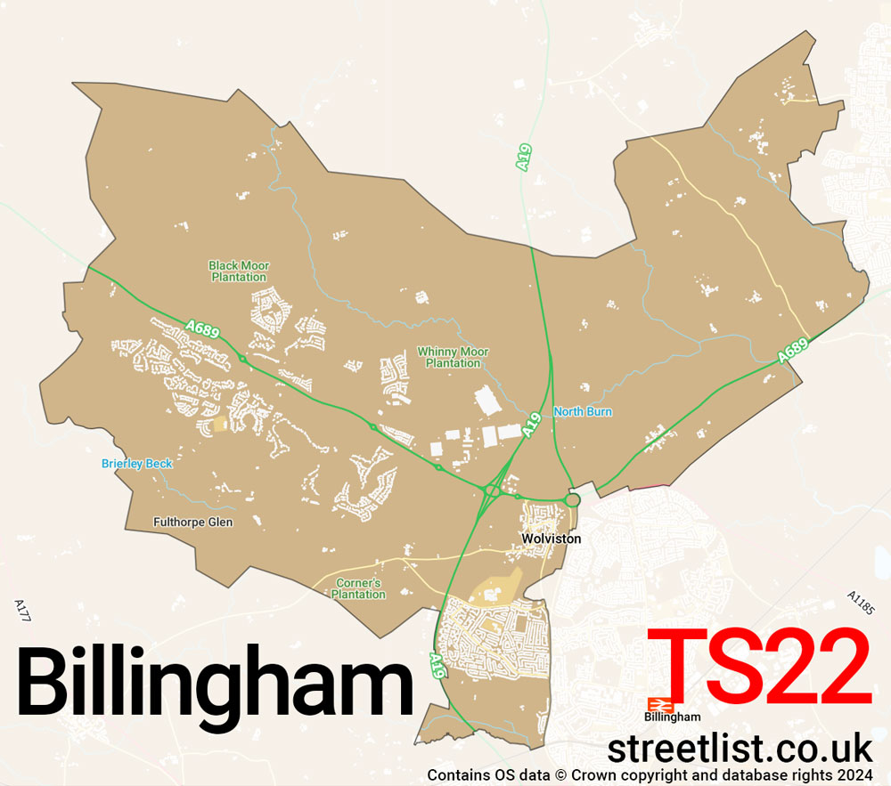 Map of the TS22 postcode