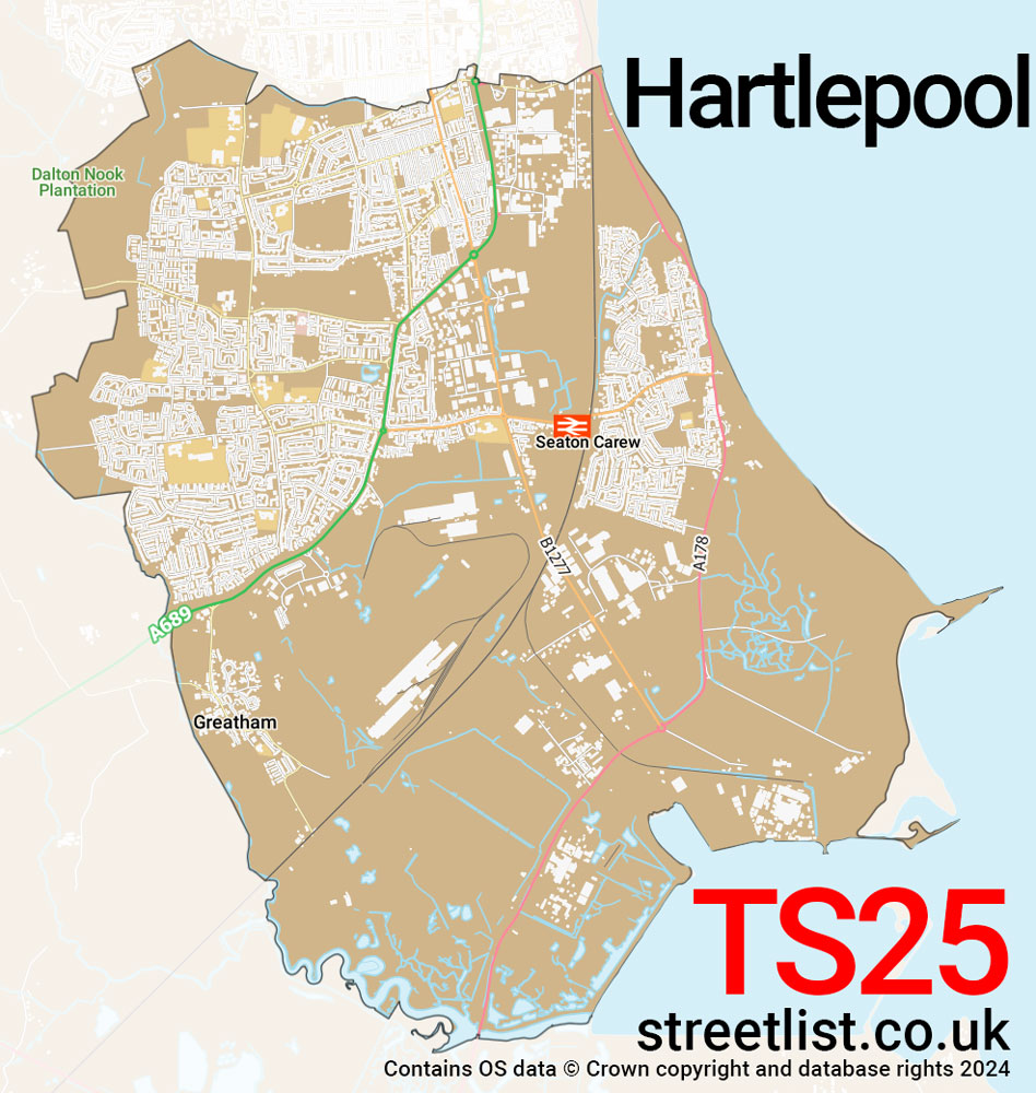 Map of the TS25 postcode