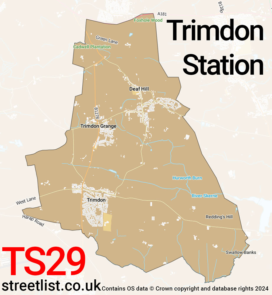 Map of the TS29 postcode