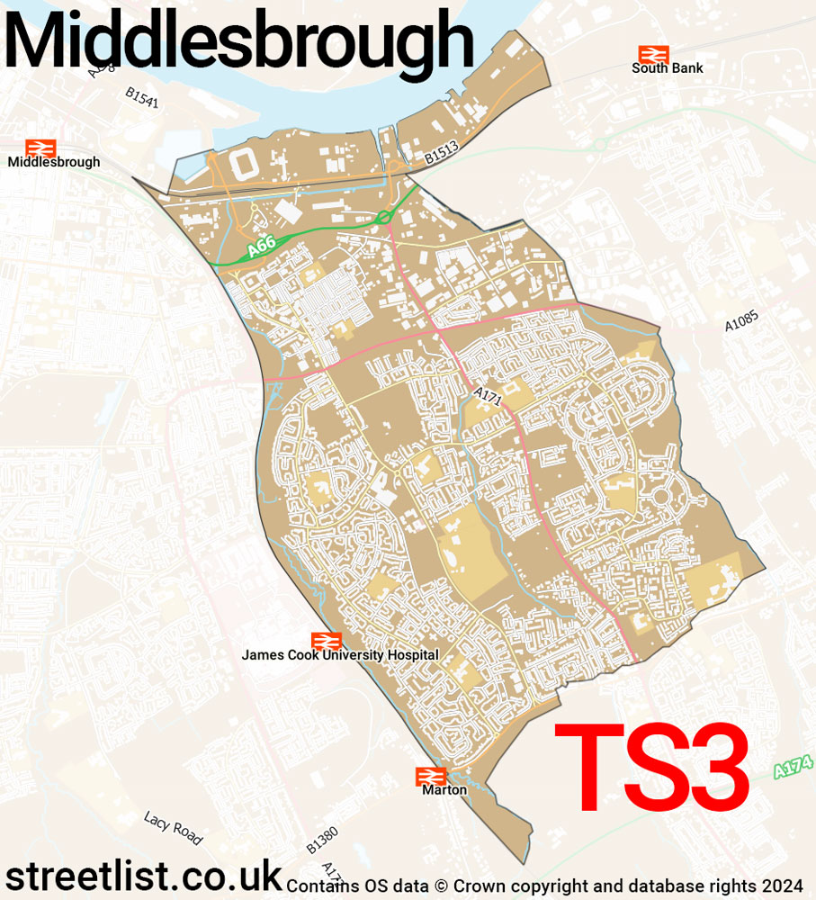 Map of the TS3 postcode