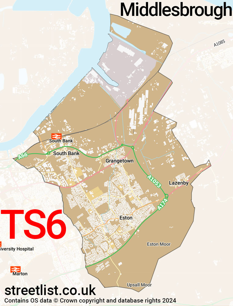 Map of the TS6 postcode