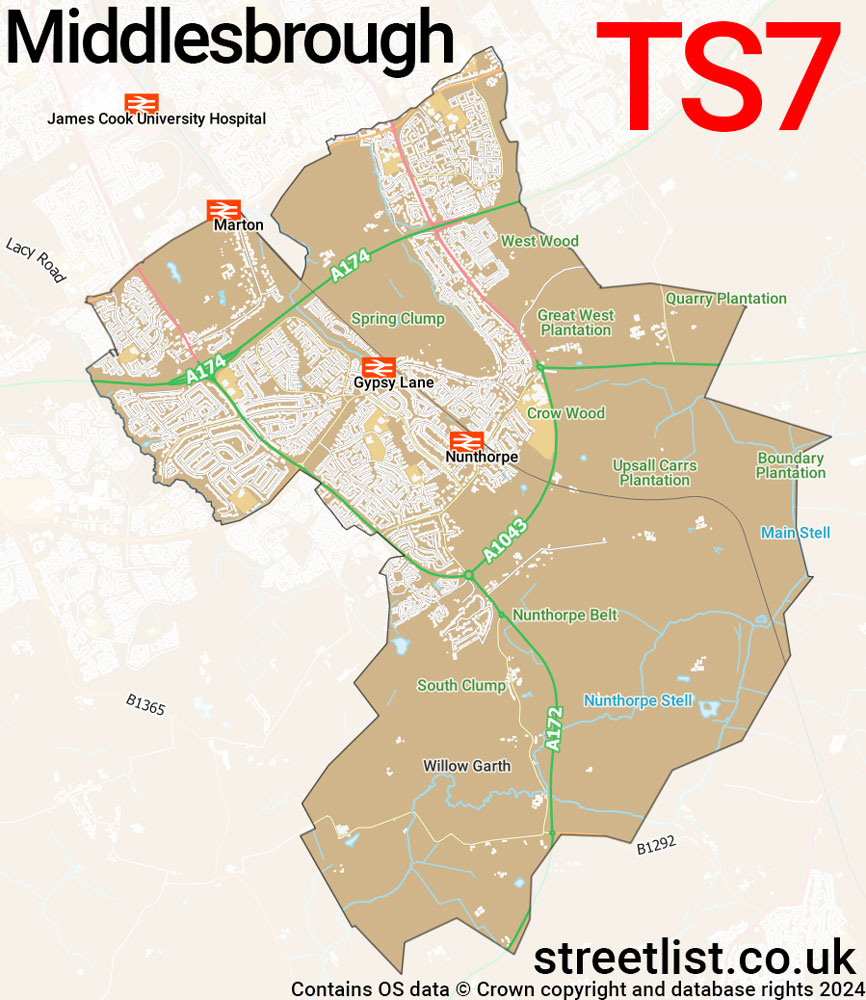 Map of the TS7 postcode