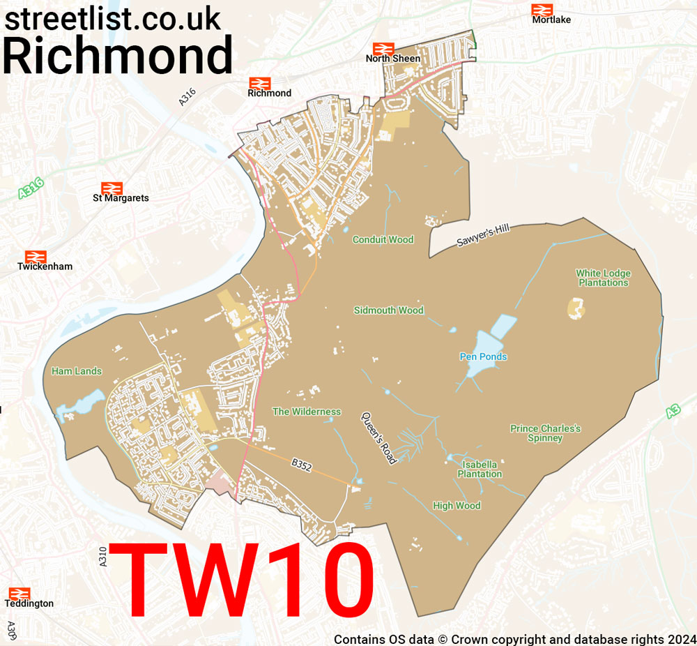 Map of the TW10 postcode