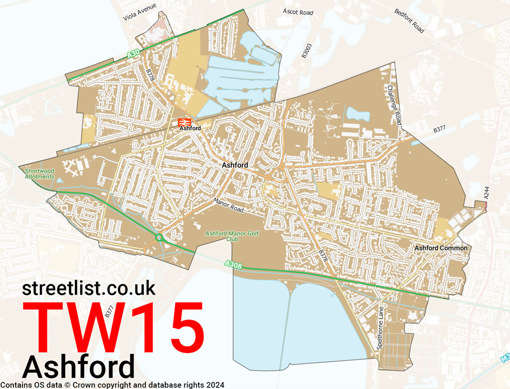 Map of the TW15 postcode