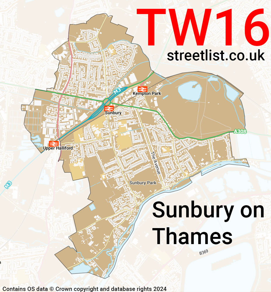 Map of the TW16 postcode