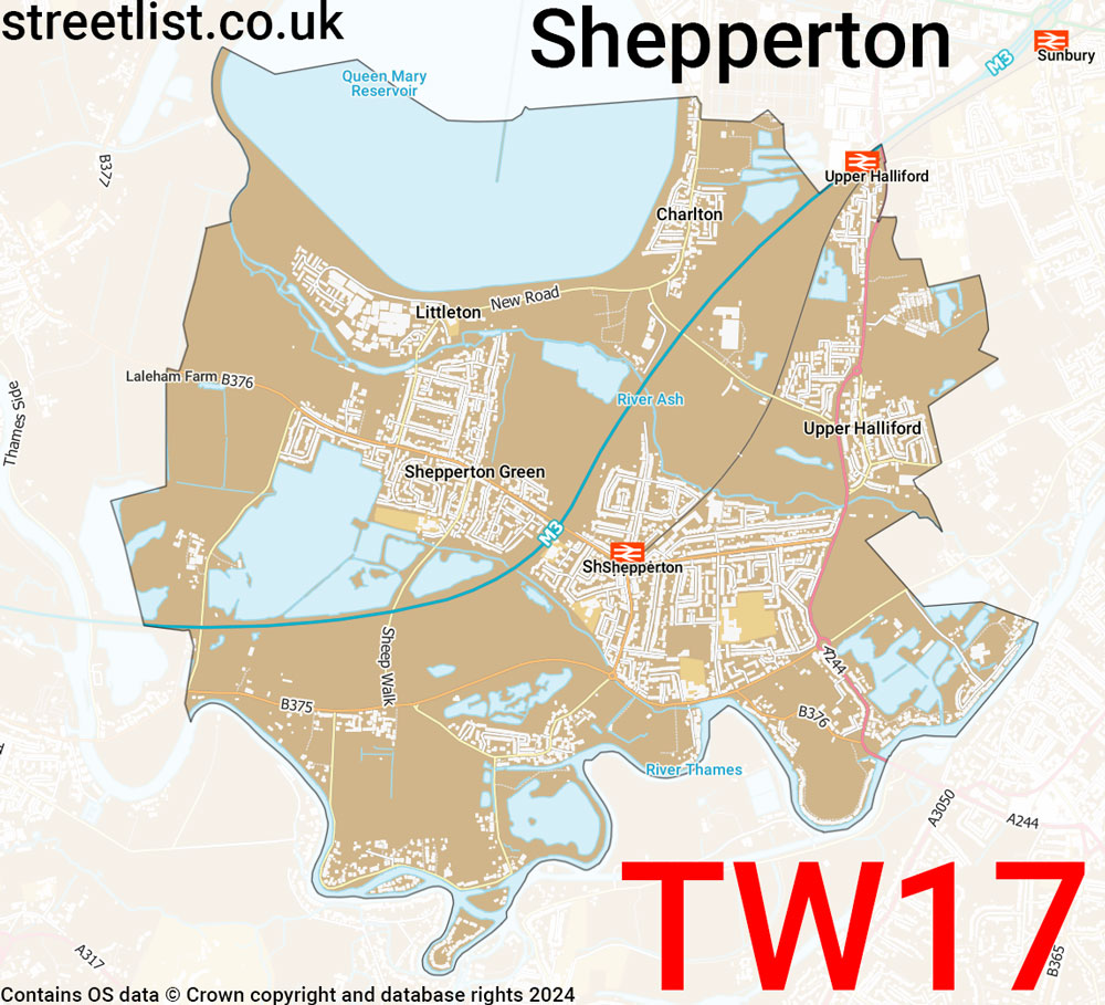 Map of the TW17 postcode