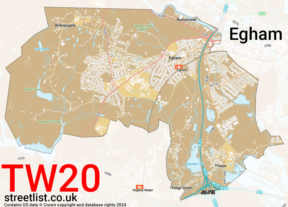 Map of the TW20 postcode