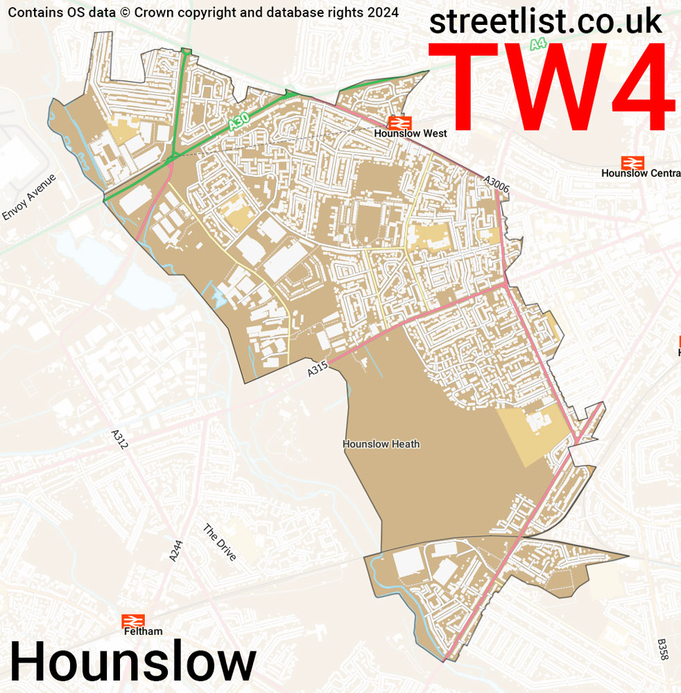 Map of the TW4 postcode