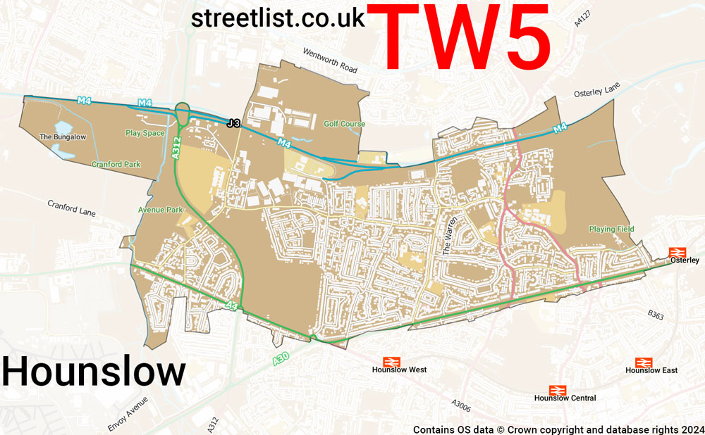 Map of the TW5 postcode