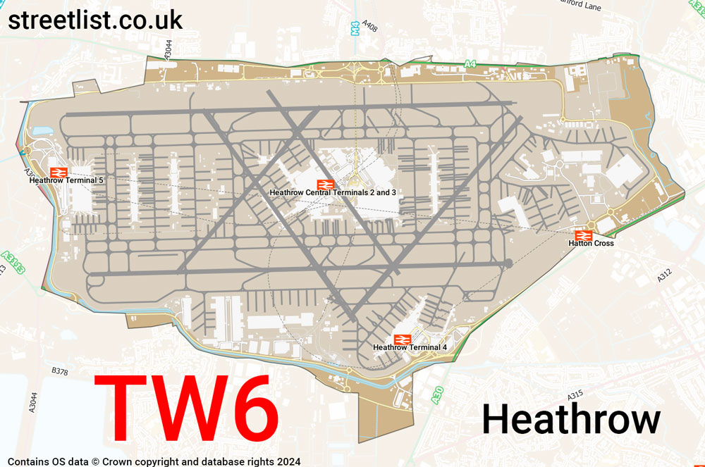 Map of the TW6 postcode