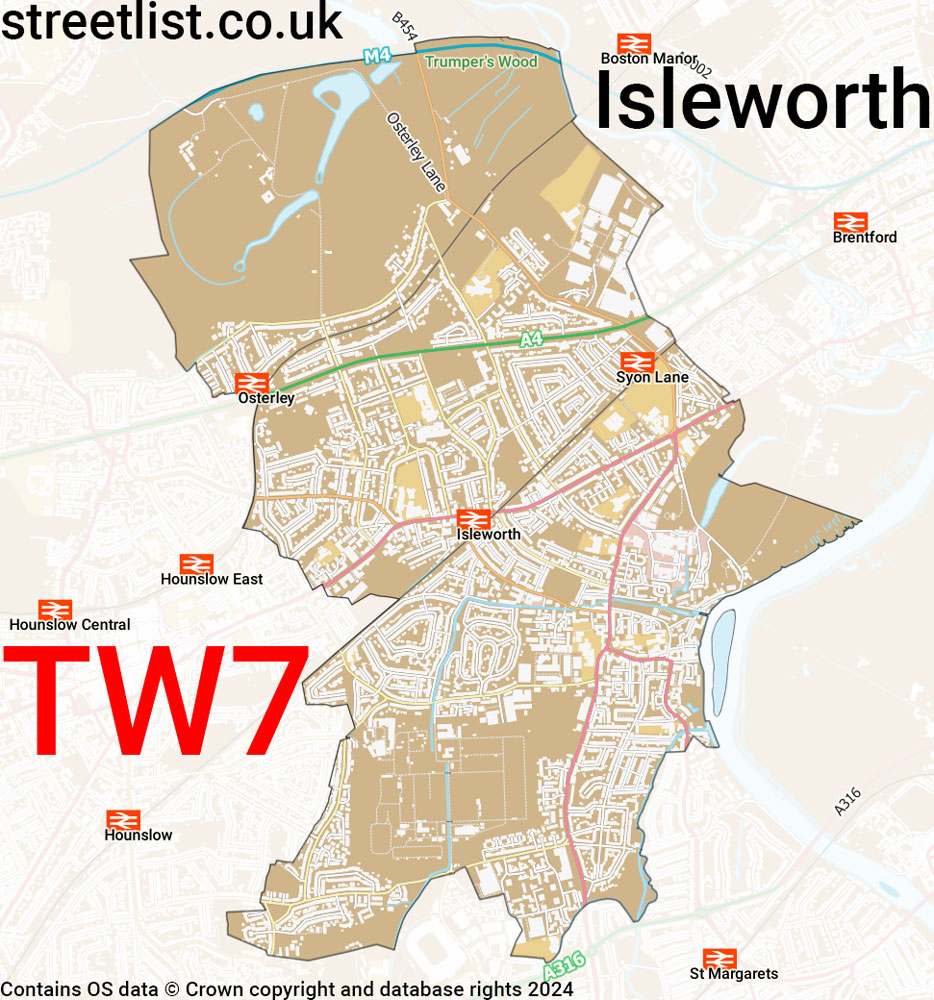 Map of the TW7 postcode