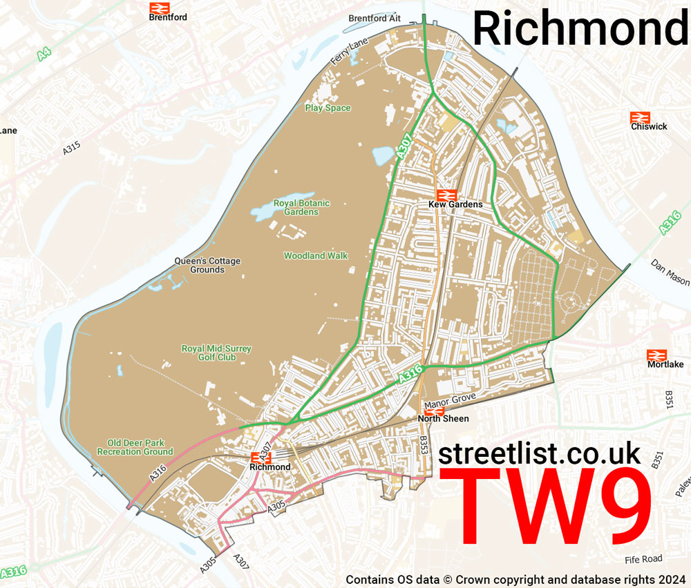 Map of the TW9 postcode