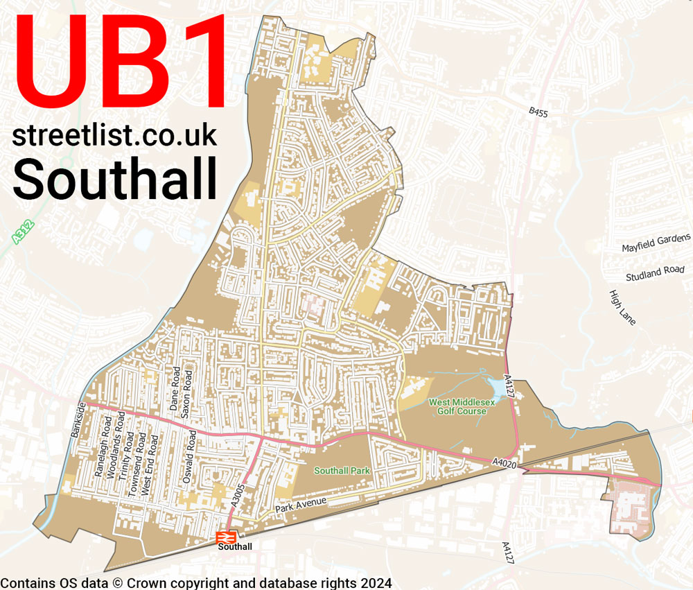 Map of the UB1 postcode