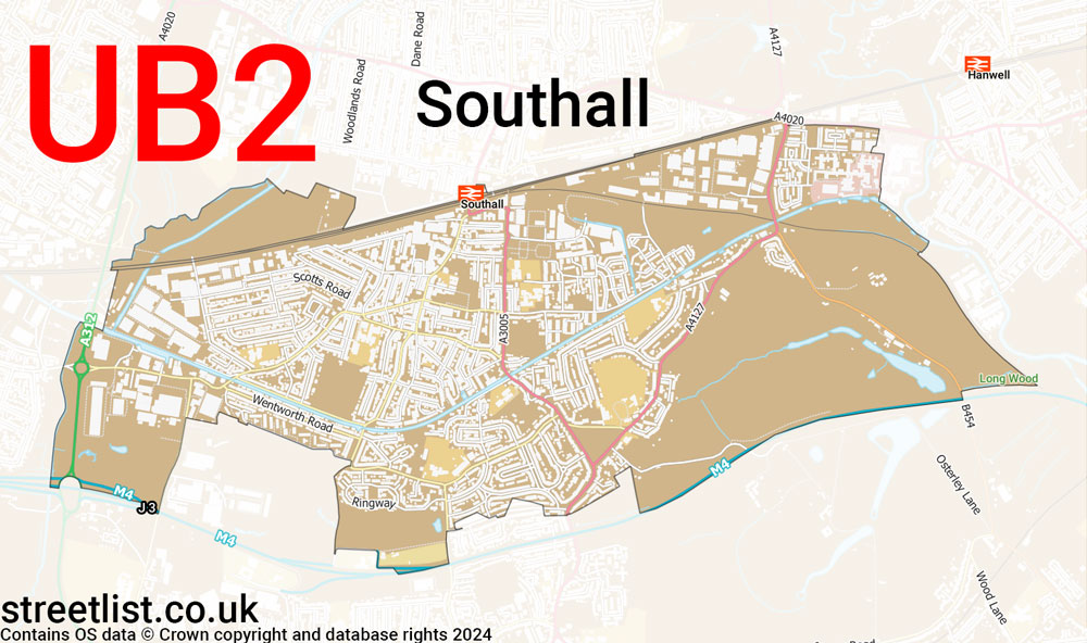 Map of the UB2 postcode