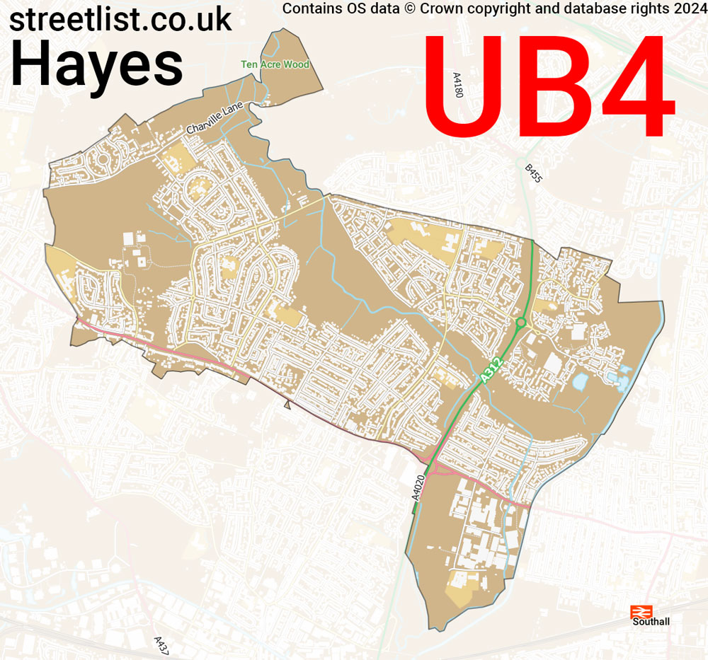 Map of the UB4 postcode