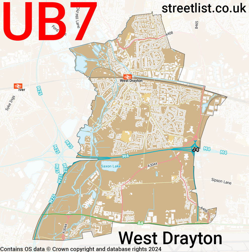 Map of the UB7 postcode