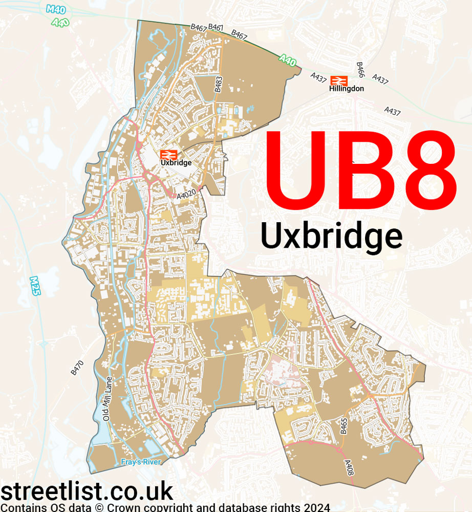 Map of the UB8 postcode