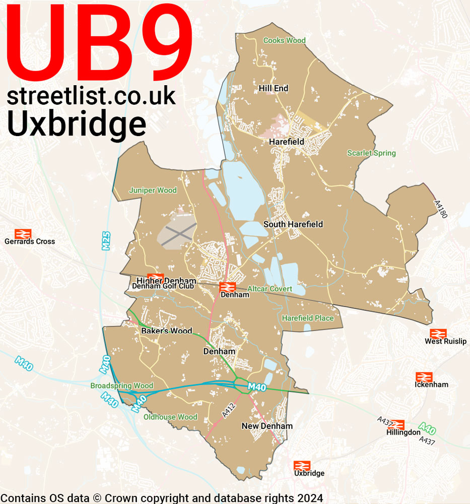 Map of the UB9 postcode