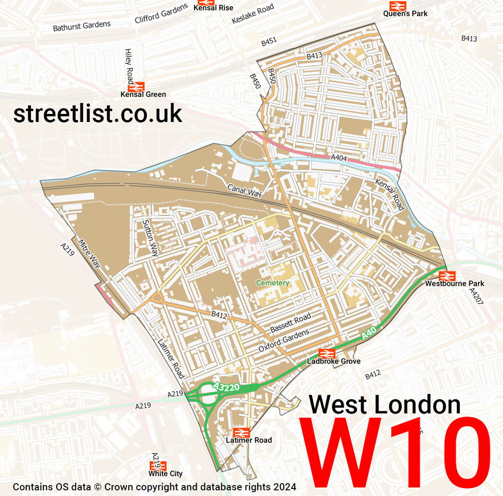 Map of the W10 postcode