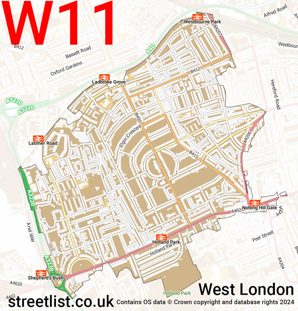 Map of the W11 postcode